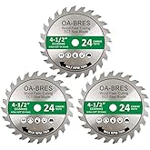 3 Pack 4-1/2-Inch 24T TCT Carbide Tipped Teeth Compact Circular Saw Blade with 3/8-Inch Arbor, General Purpose for Long-Lasti