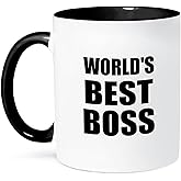 3dRose Worlds Best Black-Text Design For The Greatest Boss Mug, 11 oz