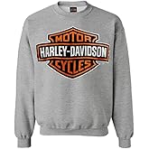 Harley-Davidson Mens Bar & Shield Long Sleeve Crew Neck Fleece Sweatshirt, Black