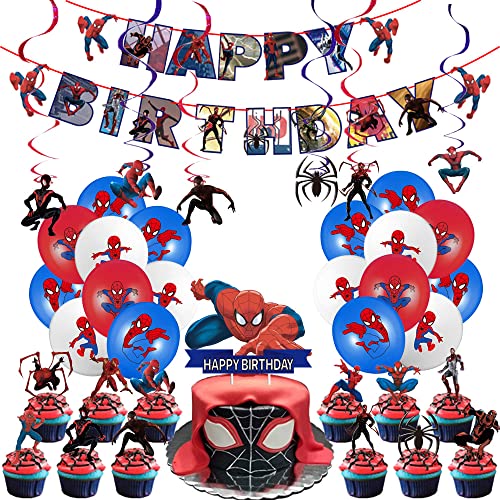 Spiderman Party Supplies Decorations, Includes Happy Birthday Banner ...