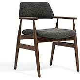 MELAGIO Arezzo Walnut Upholstered Accent Chair - Armrest Modern Dining Chair - Side Chair for Living Room Dining Room Bedroom