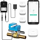 YoLink DIY Automatic Water Leak Detection & Shut-Off Starter Kit, EVO Valve Operator, Wireless Valve Controller, (3) Leak Sen