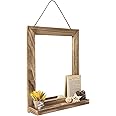 Emfogo Wall Mirror with Shelf, 20 x 16 inch Farmhouse Decor Wall Mirror Hanging for Bathroom, Vanity, Bedroom, Entryway, Livi