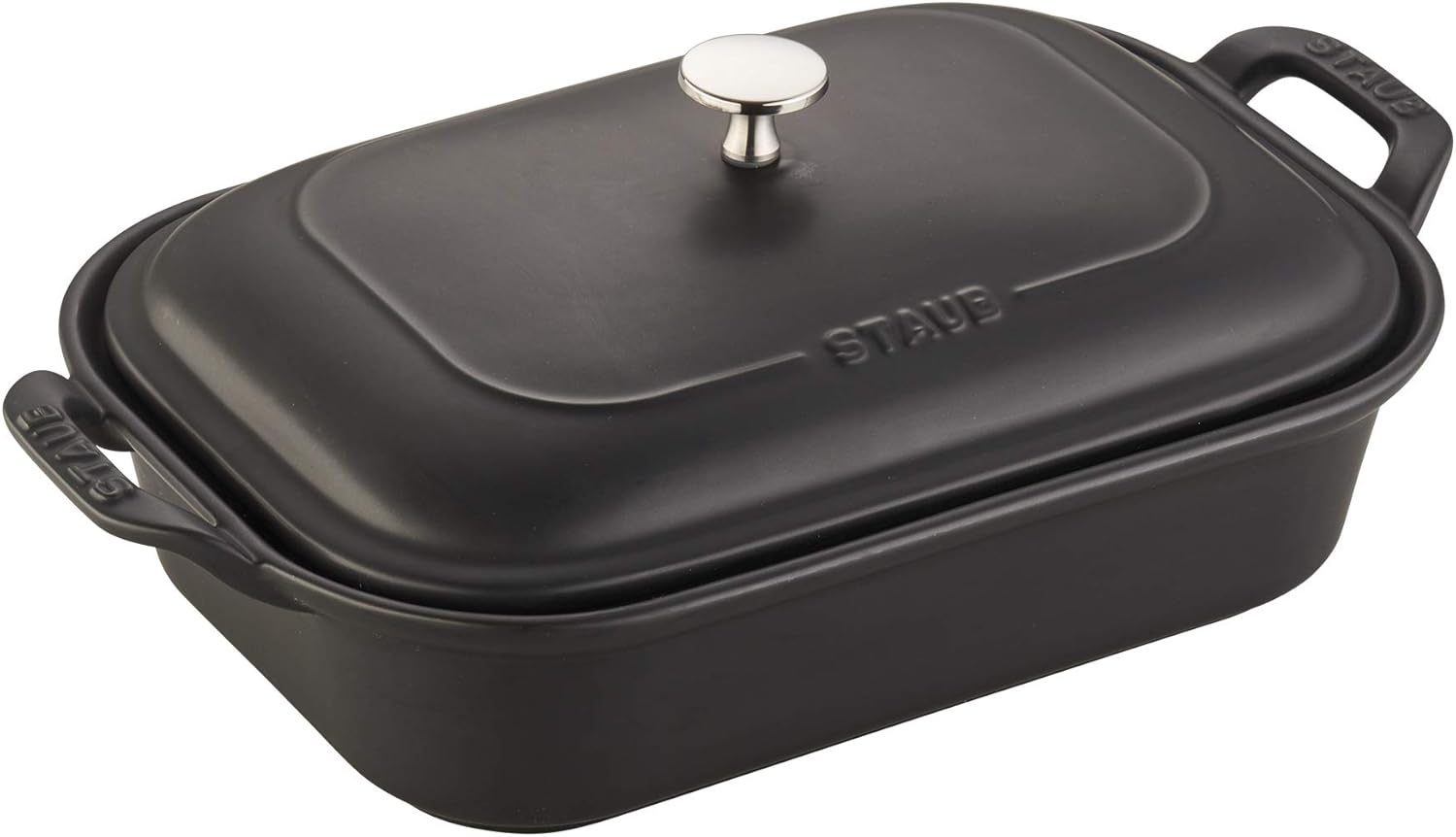 Staub Ceramics Rectangular Covered Baking Dish, 12-inch x 8-inch, Matte Black