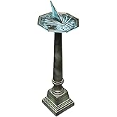 ROME B28 Aluminum Column Sundial Pedestal, Cast Aluminum with Copper and Light Verdigris Patina Finish, 25-Inch Height, Green