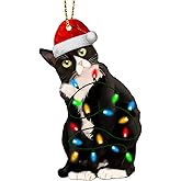 365RUSTIC Tuxedo Cat Ornament for Christmas Tree, Cat Christmas Ornaments, Cat Lover Ornament, Christmas Decoration, 2-Side P