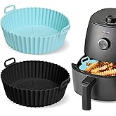 2 Pack Silicone Air Fryer Liners, Air Fryer Oven Microwave Accessories, Reusable Silicone Bowl Basket Fit for 3 to 5QT Air Fr