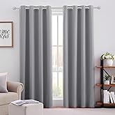 HOMEIDEAS Blackout Curtains for Bedroom 52 X 84 Inch Long 2 Panels Set Light Grey/Gray Room Darkening Curtains/Drapes, Soundp