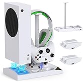 Cooling Fan with Charging Stand for Xbox Series S Console and Controller, Dual Charger Dock Accessories with 2 x 1400mAh Rech