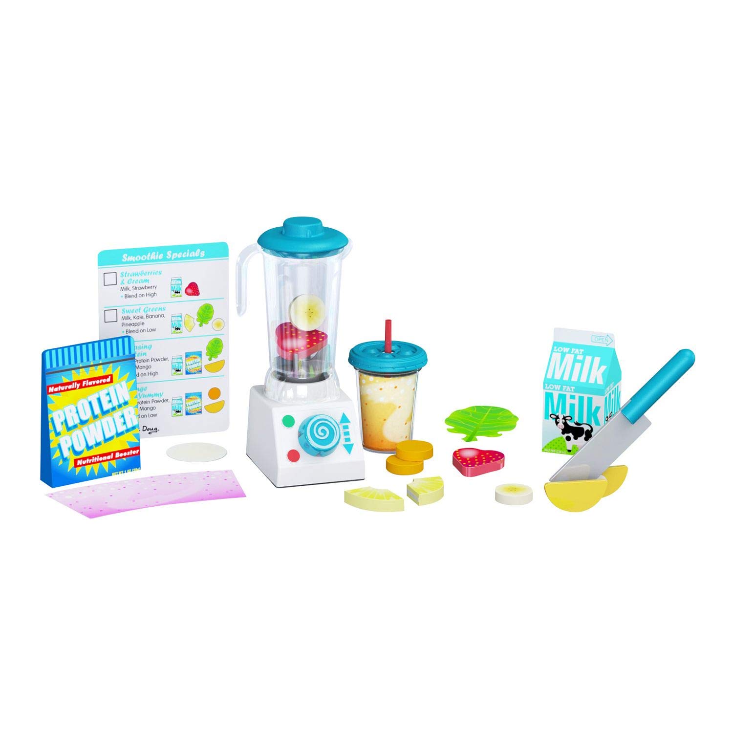 Melissa & Doug Smoothie Make Blender Set, Helps Develop Motor and Social Skills, 24 Pieces, 10.5" H x 4.25" W x 13.5" L, Multicolor