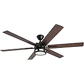 Honeywell Ceiling Fans Kaliza Modern 56 Inch Ceiling Fan with Light, Remote Control Fan, LED Indoor Fan with 6 Blades, Gray O