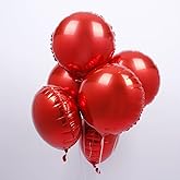 18" Red Round Shaped Foil Balloons Mylar Helium Balloons for Birthday Party Wedding Baby Shower Decorations, Pack of 20