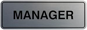 Standard Manager Door/Wall Sign - Silver - Large