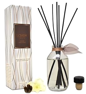 LOVSPA Smoked Vanilla Bean Reed Diffuser Set - Scented Stick Room Freshener Warm, Sultry Blend of Smoked Tahitian Vanilla, Sandalwood, Leather and Southern Bourbon - 72 Hour Sale