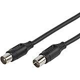 Cable Coaxial RF Cable Aéreo de TV 1m Coaxial Coax Enchufe Masculino a Femenino Toma de Antena Extensión Compatible con ONO Euskaltel R Telecable, DVD, VCR | Conector M-F Dorado | Negro: