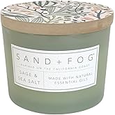 Sand + Fog Scented Candle - Sage & Sea Salt – Additional Scents and Sizes – 100% Cotton Lead-Free Wick - Luxury Air Freshenin