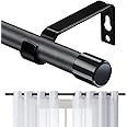 Curtain Rods for Windows 28 to 48 Inch, 5/8 Inch Matte Black Curtain Rod Set with Brackets Heavy Duty Small Drapery Curtain R