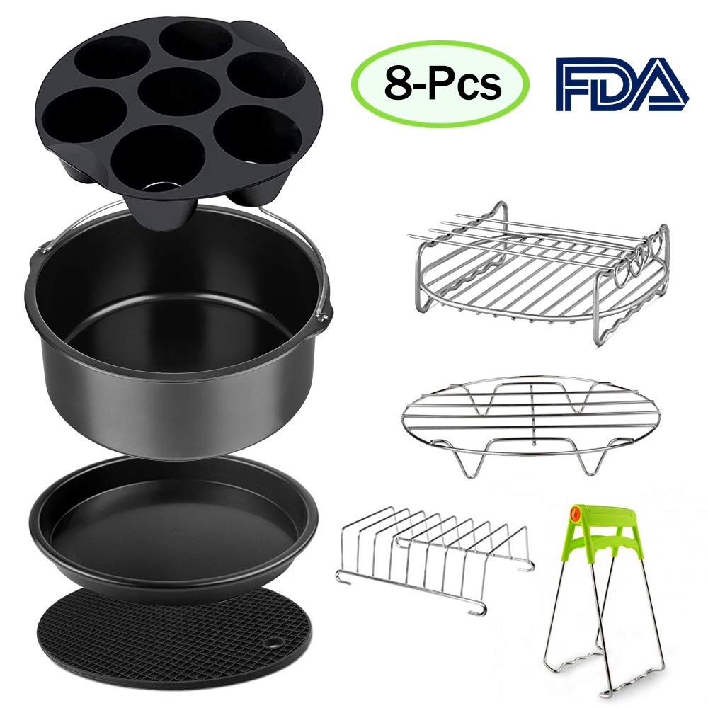 Air Fryer Accessories Set for 3.7, 5.3, 5.5, 5.8 QT,8 pieces for Gowise Phillips and Cozyna Air Fryer (7.5 inch, 8 pcs)