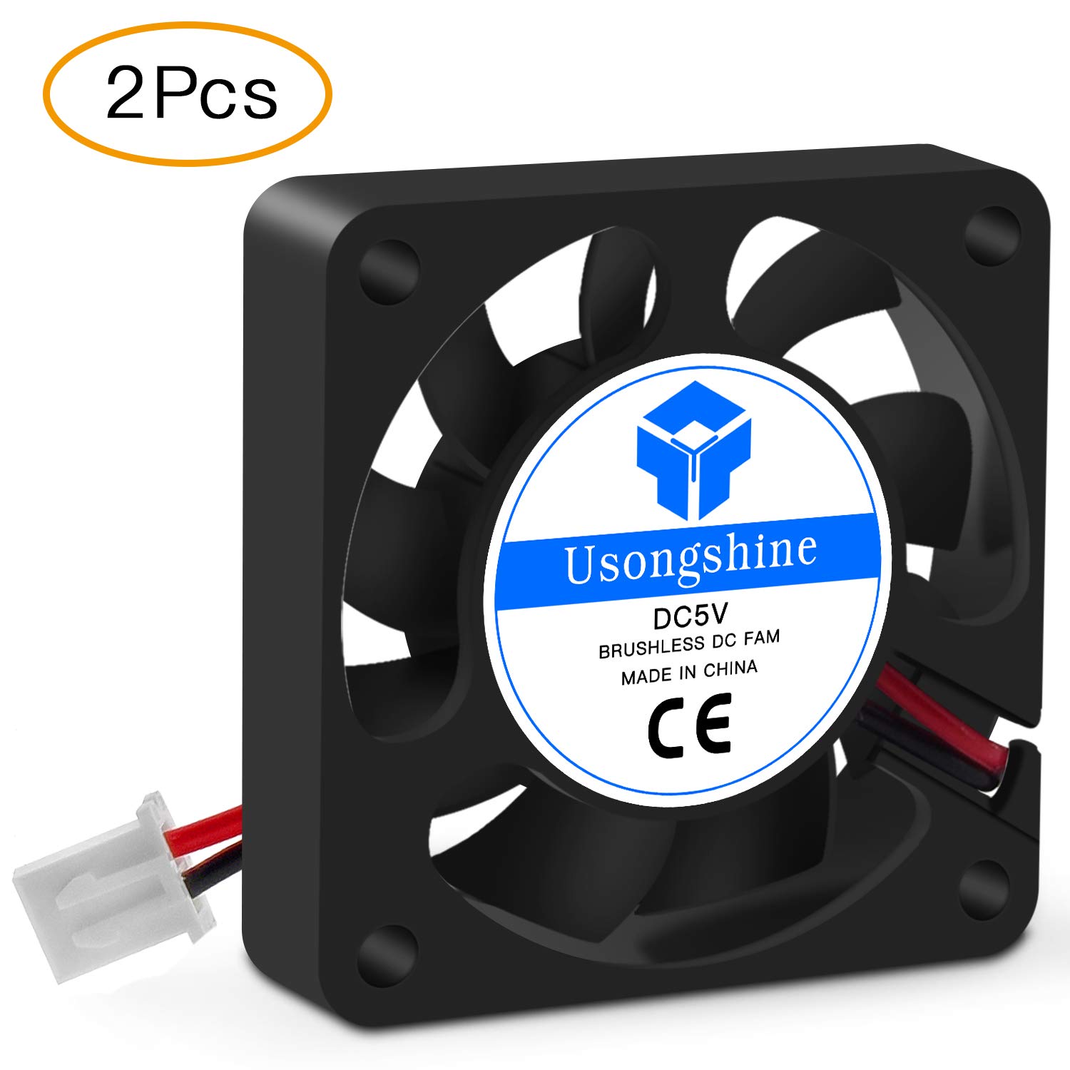 Usongshine 3D Printer Cooling Fan 40 x 40 x10mm 4010 DC 5V Cooling Fan with 2Pin Wire, 2 Packs of Mounting Screws (5V Pack of 2)