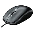 Logitech B100 Corded Mouse, Wired USB Mouse for Computers and Laptops, Right or Left Hand Use - Black