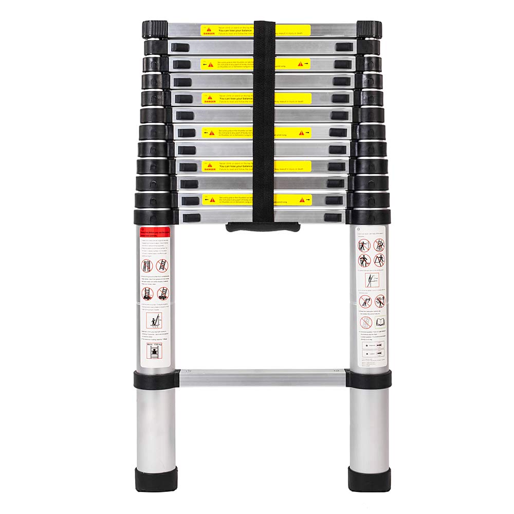 Luisladders Aluminum Telescoping Telescopic Extension Ladder 330 Pound Capacity (12.5 Feet)