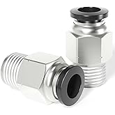 TAILONZ PNEUMATIC Male Straight 1/4 Inch Tube OD x 1/8 Inch NPT Thread Push to Connect Fittings PC-1/4-N1 (Pack of 10)