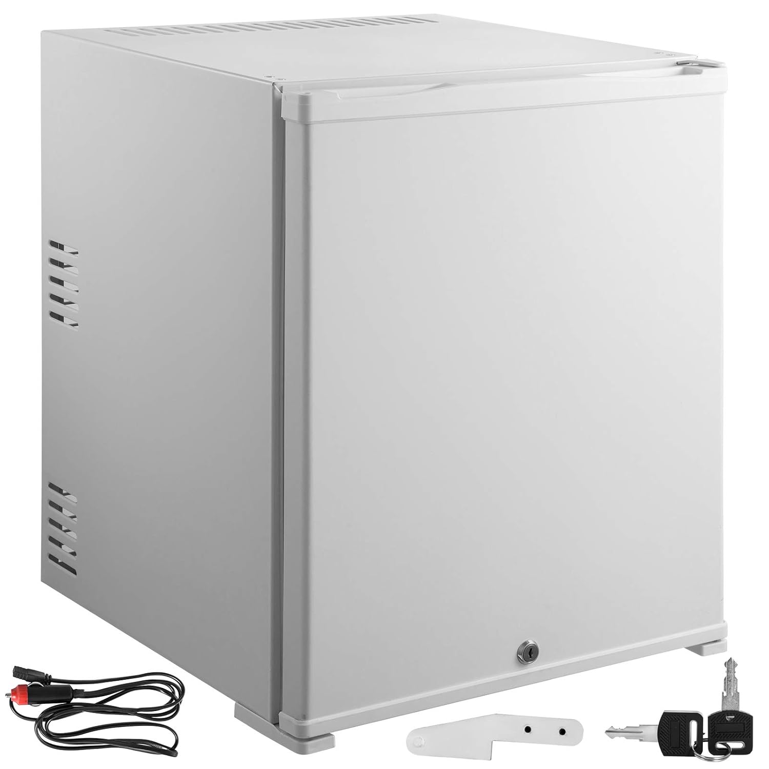 VBENLEM 1.8cu.ft 110V 12V Portable Refrigerator AC DC No Noise Compact Absorption Fridge White Mini Car Cooler with Lock Reversible Door for Apartment Hotel Hospital Camping Traveling Vehicle RV Boat