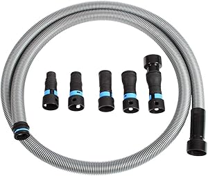 Cen-Tec Systems 94698 10 Ft. Hose for Home and Shop Vacuums with Expanded Multi-Brand Power Tool Adapter Set for Dust Collection, Silver