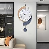 Wall Clock,Decorative Wall Clocks with Pendulum,Silent Quality Quartz Wall Clock Battery Operated,Large Wall Clock for Living