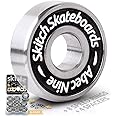 SKITCH Precision Fast Spin Bearings Set | 8 Pack 608 2RS ABEC 9 Chrome Steel Deep Groove Ball Bearing Set for Skateboards, Lo