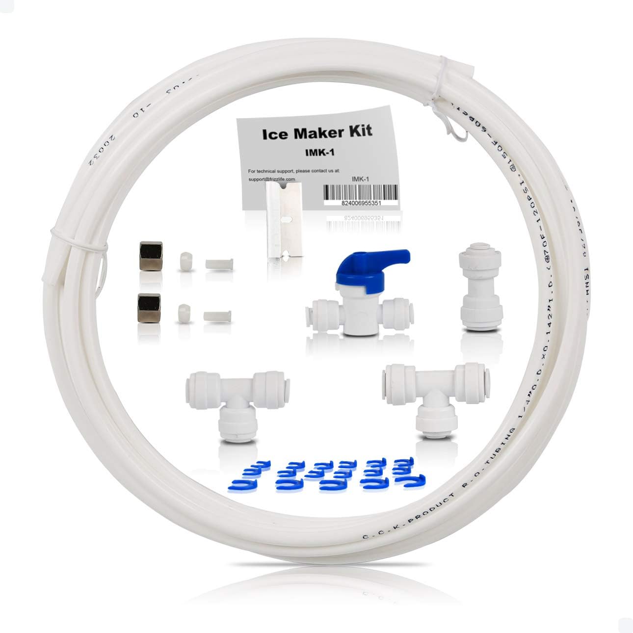 Frizzlife Ice Maker Fridge Water Line Installation Kit Fits For APEC, Express Water, Home Master Reverse Osmosis System