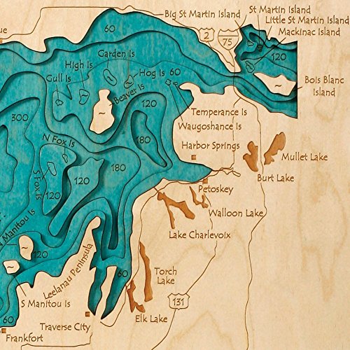 Piseco Lake in Hamilton, NY - 3D Map 16 x 20 IN - Laser carved wood ...