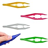 BEADNOVA Bead Tweezers Plastic Forceps Craft Tweezer for DIY Craft Jewelry Making Family School Beading Project (Assorted Col