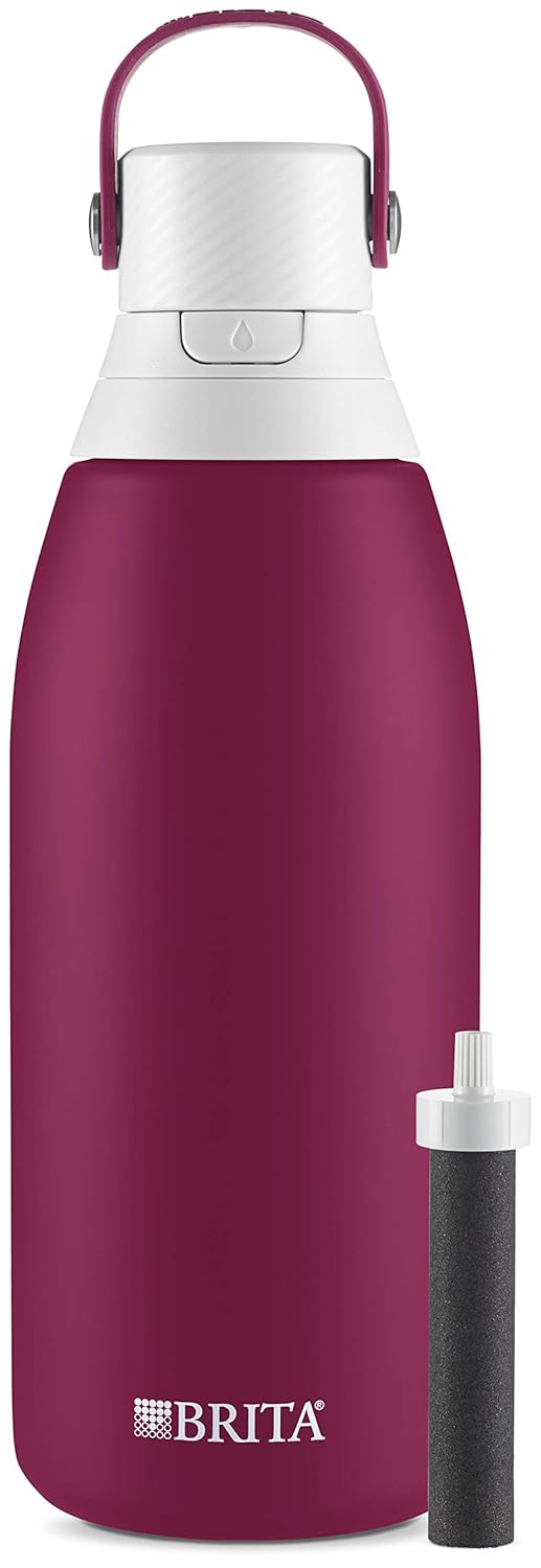 Brita 36477 Premium Filtering Water Bottle, 32 Ounce, Ruby