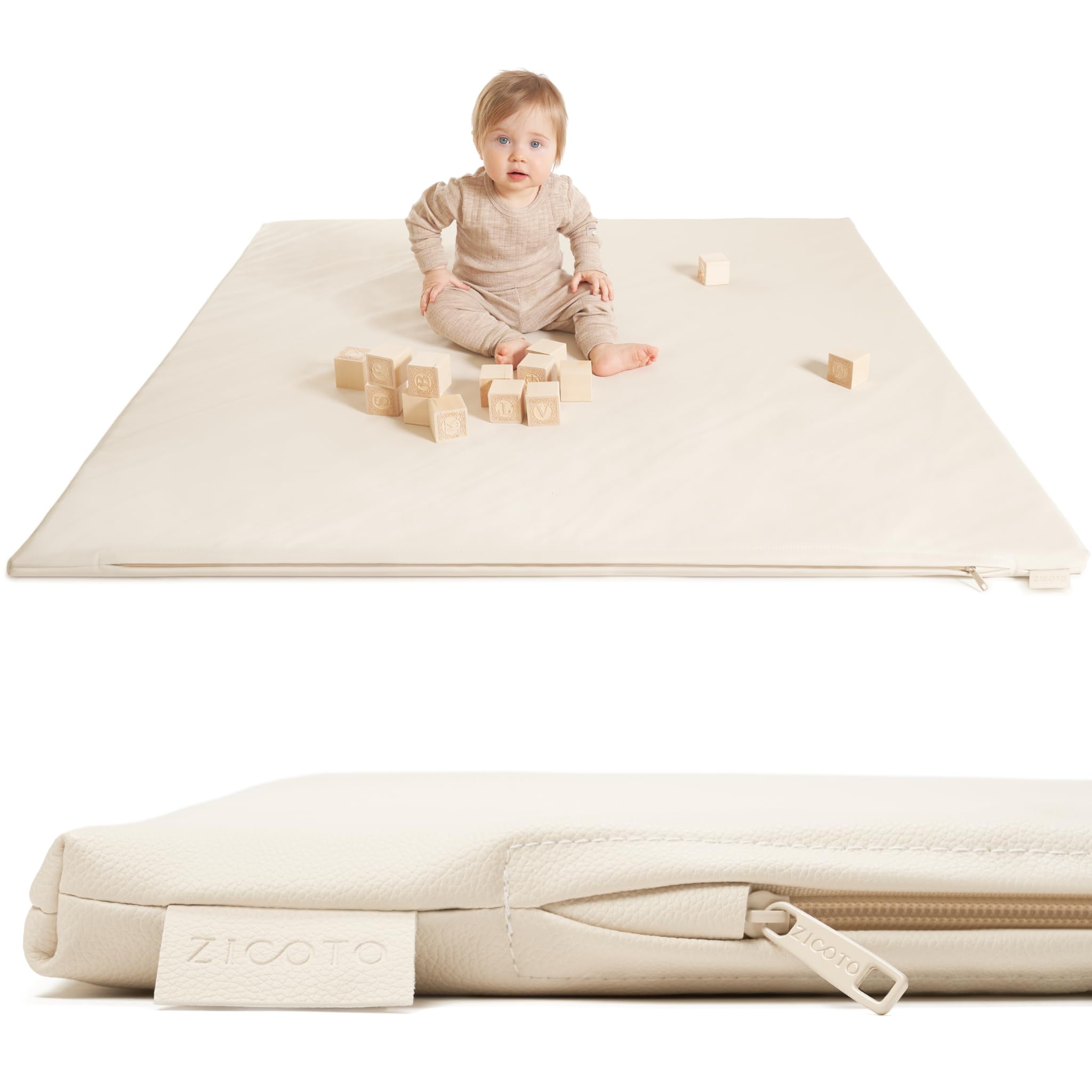 Photo 1 of Stylish Padded Baby Play Mat for Your Boy or Girl - Extra Thick & Super Soft Vegan Leather Floor Mat Creates A Safe Play Area for Little Ones - A Beautiful Playmat That Fits Nicely Into Any Playroom