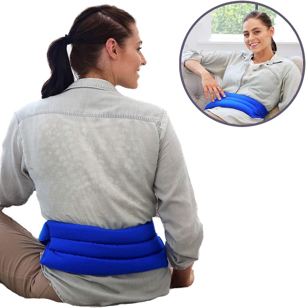 My Heating Pad Microwavable Back Pain Relief Pack with Full Waist Wrap | Perfect for Lower Back Pain Relief, Cramps, and Lumbar Pain | Natural Back Pain Relief Products Made in USA (Blue)