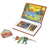 Janod - Magneti'Book Dinosaurs - 50-Part Educational Magnetic Game Teaches fine Motor Skills and Imagination - FSC Certified 