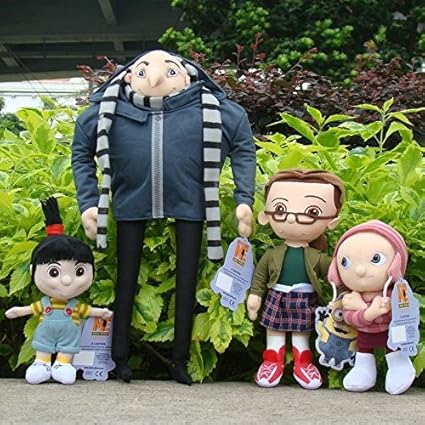 Amazon Com 4pcs Despicable Me Plush Toy Gru Margo Edith Agnes Cute Soft Stuffed Animal Doll Item G4w8b 48q Toys Games