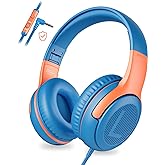 awatrue Kids Headphones Wired Toddler Headphones with Microphone, Over-Ear Headphones, 85/94dB Volume-Limiting, 3.5mm Jack, F