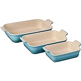 Le Creuset Stoneware Heritage Set 3 Rectangular Dishes, Caribbean