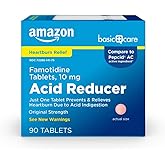 Amazon Basic Care Original Strength Famotidine Tablets, 10 mg, Acid Reducer, Heartburn Medicine, Acid Indigestion Relief, 90 