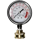 Stainless Steel 304 Liquid Filled Water Pressure Test Gauge,0-220psi, 2-1/2" Dial Display,Oil Gauge.Female 3/4" GHT Garden Ho