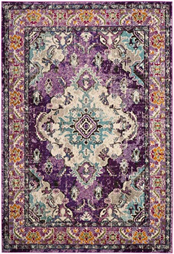 Safavieh Monaco Collection MNC243L Vintage Bohemian Violet and Light Blue Distressed Area Rug (5'1