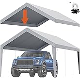 VEVOR Carport Replacement Canopy Cover 12 x 20 ft, Garage Top Tent Shelter Tarp Heavy-Duty Waterproof & UV Protected, Easy In