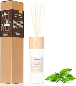 Home Lights Reed Diffuser Gift Set, Wooden Lid, Natural Scented Long Lasting Darjeeling Tea Fragrance Oil for Home Office Gift Idea, Aromatherapy Air Freshener and Stress Relief, 200ml/6.76 fl.oz