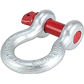 JAPCHET 1 Inch Bow Shackle, D-Ring Shackle Heavy Duty WLL Working Load Limit 8.5 Tons/ 18700 Lbs with 1-1/8’' Screw Pin for L