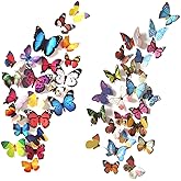 80 PCS 3D Butterfly Wall Decor, Butterfly Wall Decals Removable Mural Stickers Butterfly Decorations for Home Room Bedroom Nu