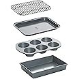 Chicago Metallic Non-Stick Toaster Oven Bakeware Set, 4-Piece, Carbon Steel