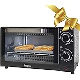 Total Chef Toaster Oven 4 Slice Small Compact Kitchen Appliance Pizza Bake Toast Rost Broil Bread Toaster Auto Shutoff timer 