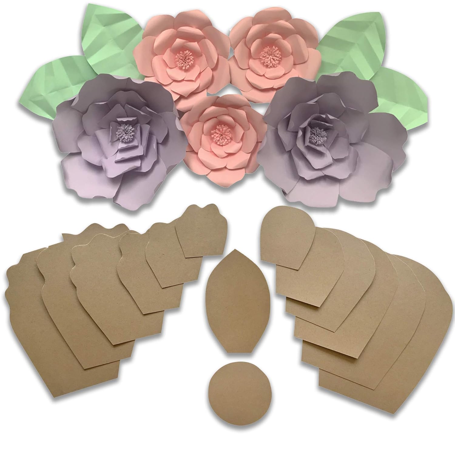 Amazoncom Two Pack Rose Peony Paper Flower Template Kit Free